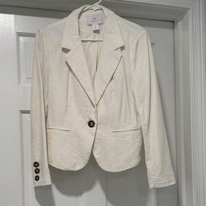 Halogen Cream Single-Button Notch Lapel Blazer